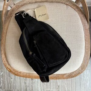 Free people Hudson Suede Sling Bag black